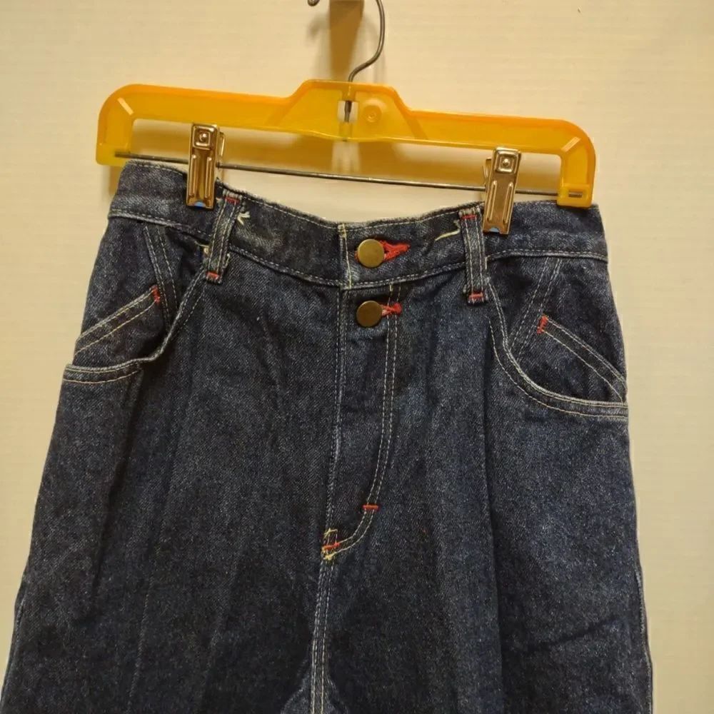 80s Vintage Osh Kosh Jeans Pleated 2 Button Zip 24" Waist - Picture 1 of 6
